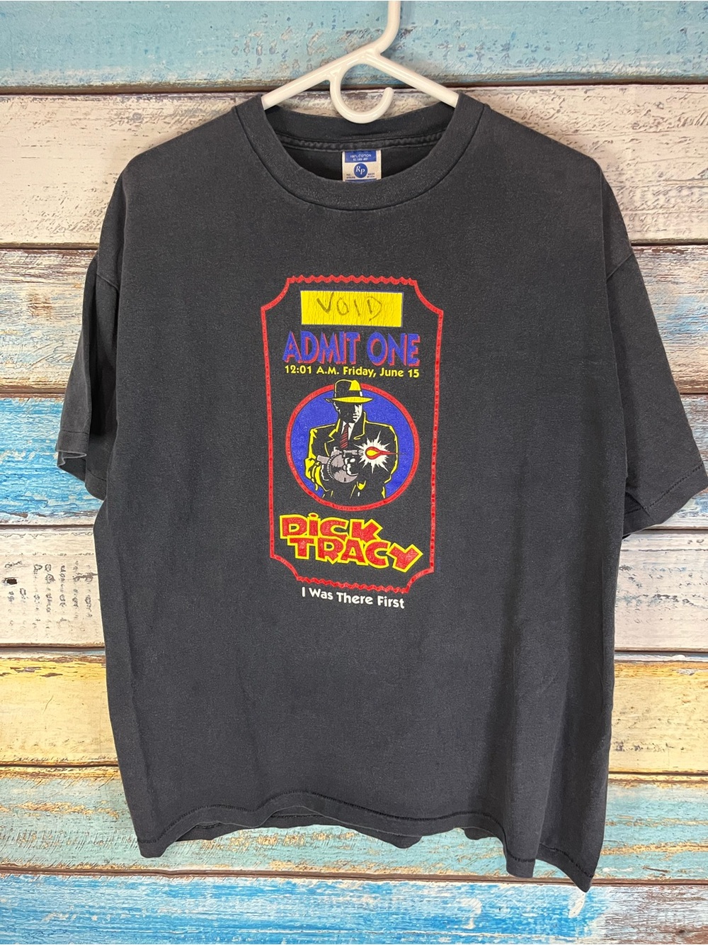 Vintage Dick Tracy Movie Shirt Mens XL Black Admit One Single Stitch 90s USA